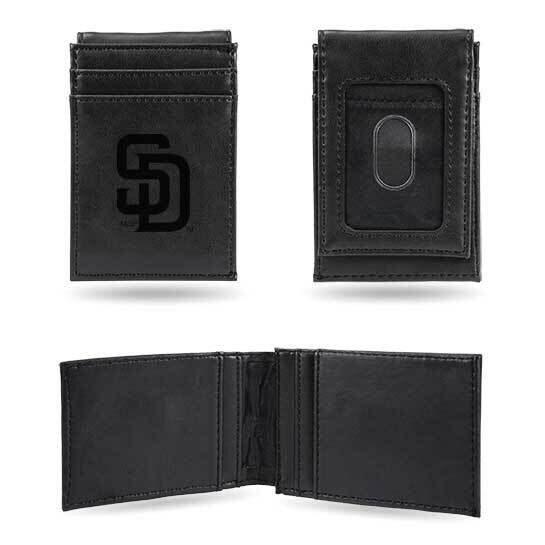MLB San Diego Padres Black Faux Leather Front Pocket Wallet GC7422