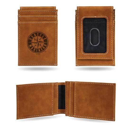 MLB Seattle Mariners Brown Faux Leather Front Pocket Wallet GC7427, MPN: GC7427, 767345894380