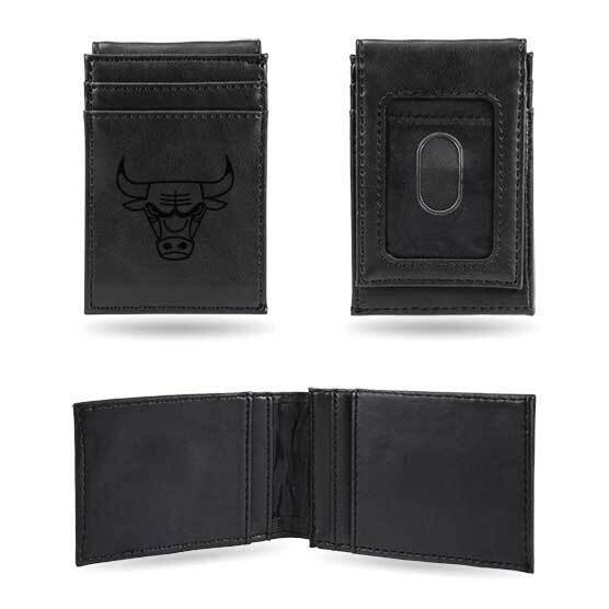NBA Chicago Bulls Black Faux Leather Front Pocket Wallet GC7446