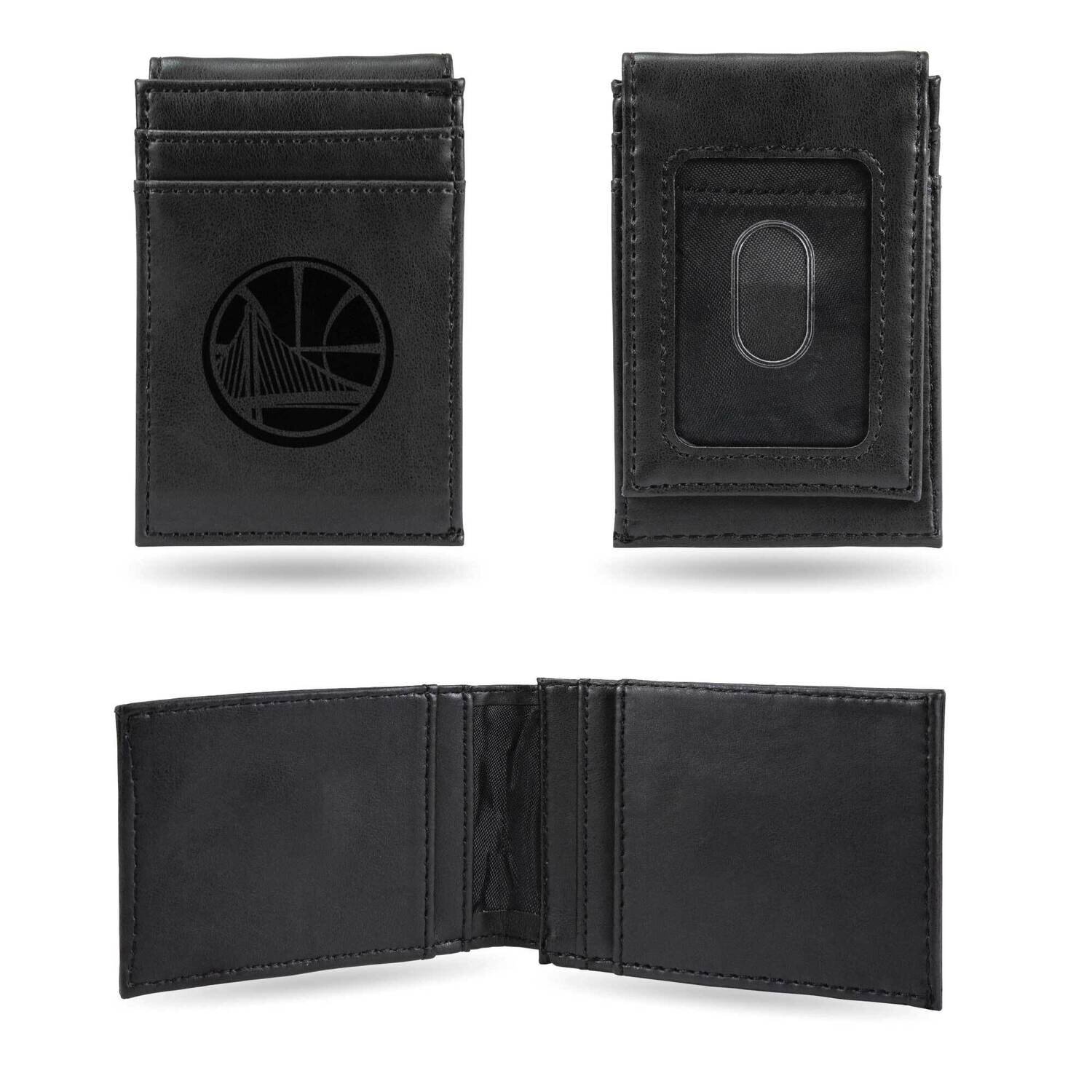 NBA Golden State Warriors Black Faux Leather Front Pocket Wallet GC7456
