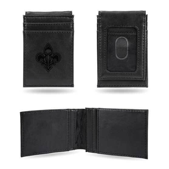 NBA New Orleans Pelicans Black Faux Leather Front Pocket Wallet GC7474