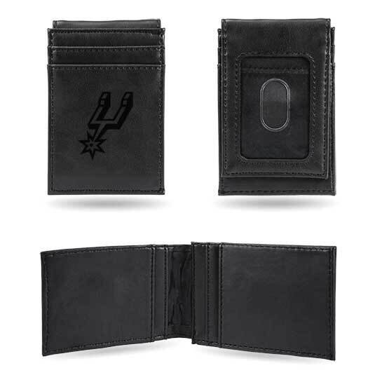 NBA San Antonio Spurs Black Faux Leather Front Pocket Wallet GC7490