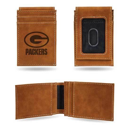 NFL Green Bay Packers Brown Faux Leather Front Pocket Wallet GC7521, MPN: GC7521, 767345895752