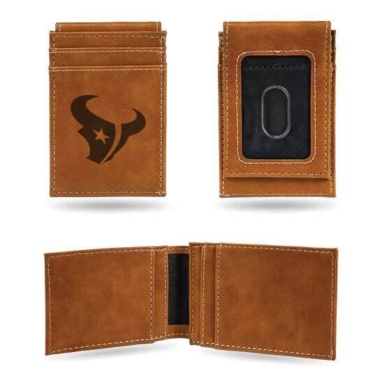 NFL Houston Texans Brown Faux Leather Front Pocket Wallet GC7523, MPN: GC7523, 767345895486
