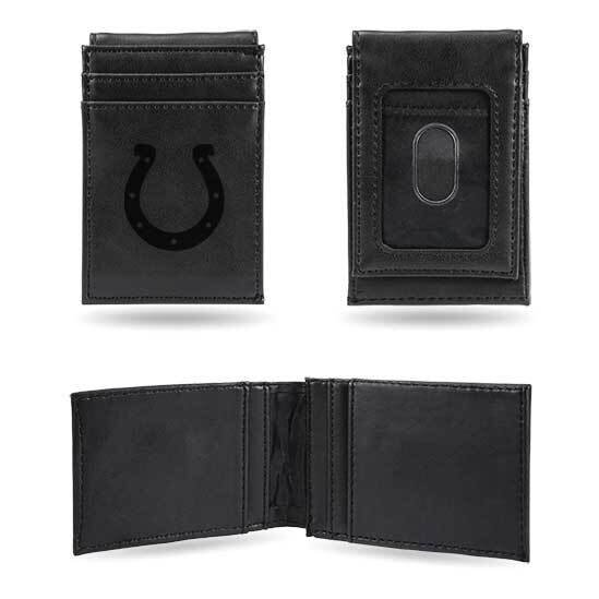 NFL Indianapolis Colts Black Faux Leather Front Pocket Wallet GC7524
