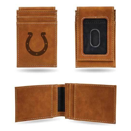 NFL Indianapolis Colts Brown Faux Leather Front Pocket Wallet GC7525