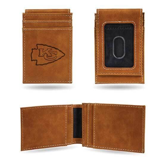 NFL Kansas City Chiefs Brown Faux Leather Front Pocket Wallet GC7529, MPN: GC7529, 767345895691