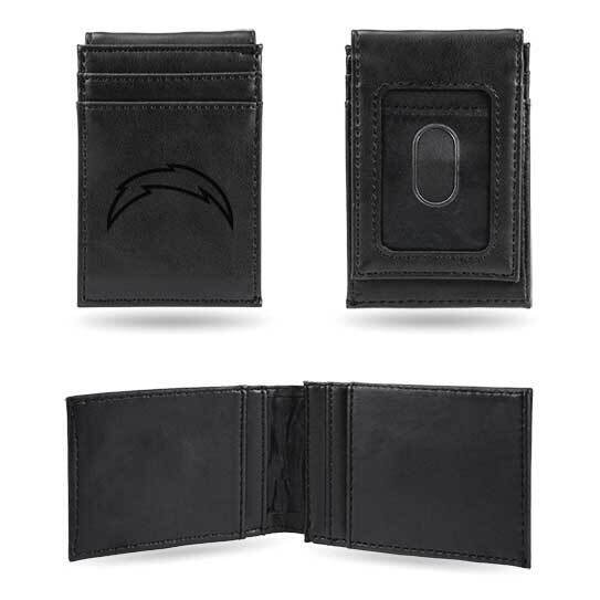 NFL LA Chargers Black Faux Leather Front Pocket Wallet GC7530
