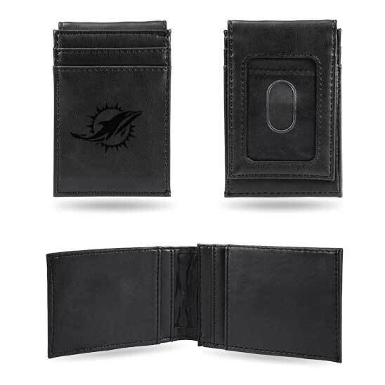 NFL Miami Dolphins Black Faux Leather Front Pocket Wallet GC7534, MPN: GC7534, 767345895851