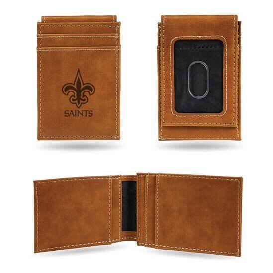 NFL New Orleans Saints Brown Faux Leather Front Pocket Wallet GC7541, MPN: GC7541, 767345895554