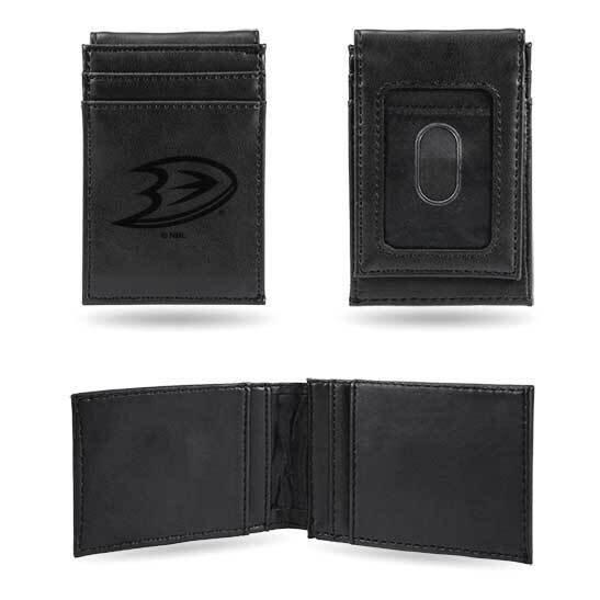 NHL Anaheim Ducks Black Faux Leather Front Pocket Wallet GC7562