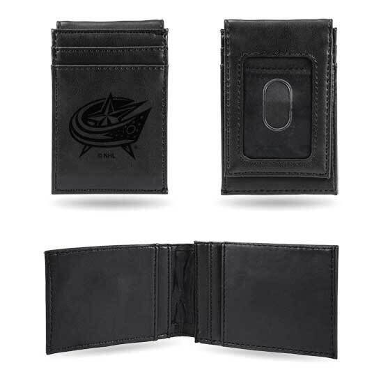 NHL Columbus Blue Jackets Black Faux Leather Front Pocket Wallet GC7578, MPN: GC7578, 767345896704