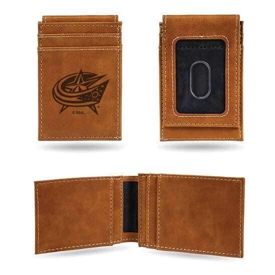 NHL Columbus Blue Jackets Brown Faux Leather Front Pocket Wallet GC7579, MPN: GC7579, 767345896391