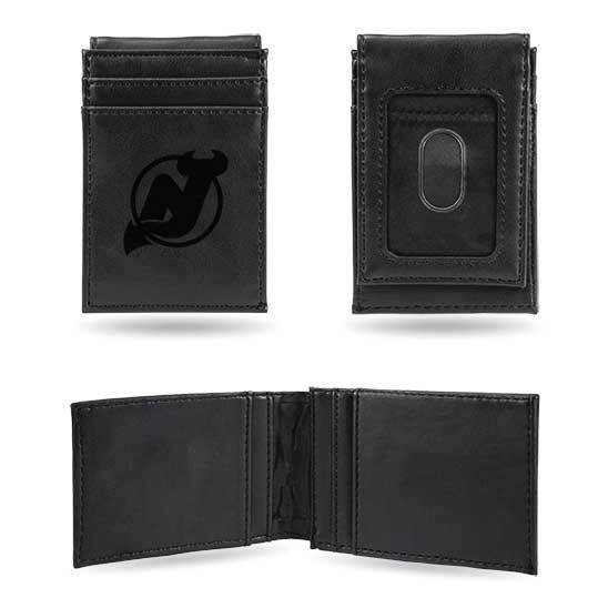 NHL New Jersey Devils Black Faux Leather Front Pocket Wallet GC7596