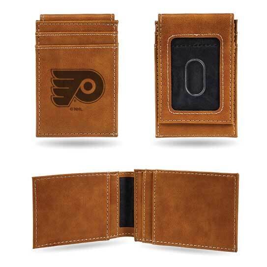 NHL Philadelphia Flyers Brown Faux Leather Front Pocket Wallet GC7605, MPN: GC7605, 767345896186