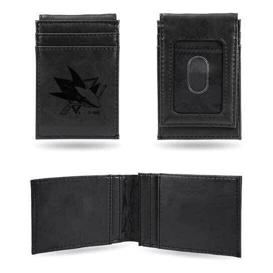 NHL San Jose Sharks Black Faux Leather Front Pocket Wallet GC7608