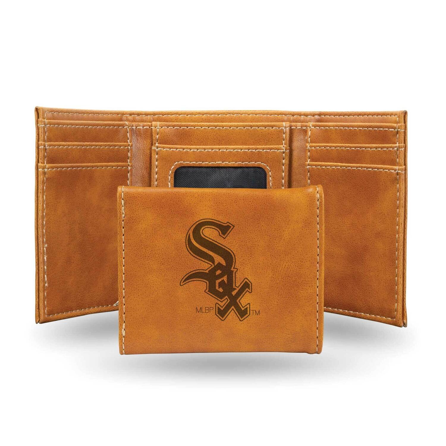 MLB Chicago White Sox Brown Faux Leather Trifold Wallet GC7635