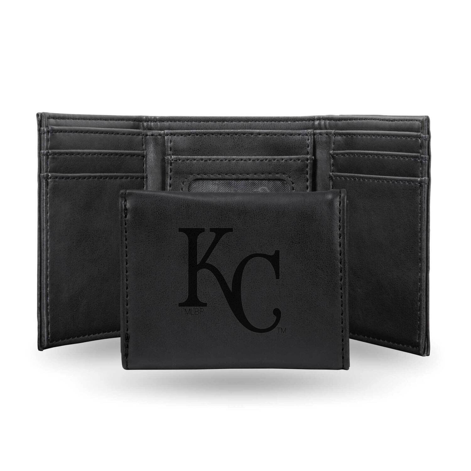 MLB Kansas City Royals Black Faux Leather Trifold Wallet GC7646