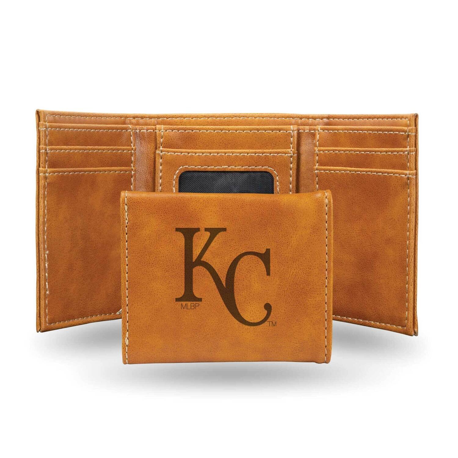 MLB Kansas City Royals Brown Faux Leather Trifold Wallet GC7647