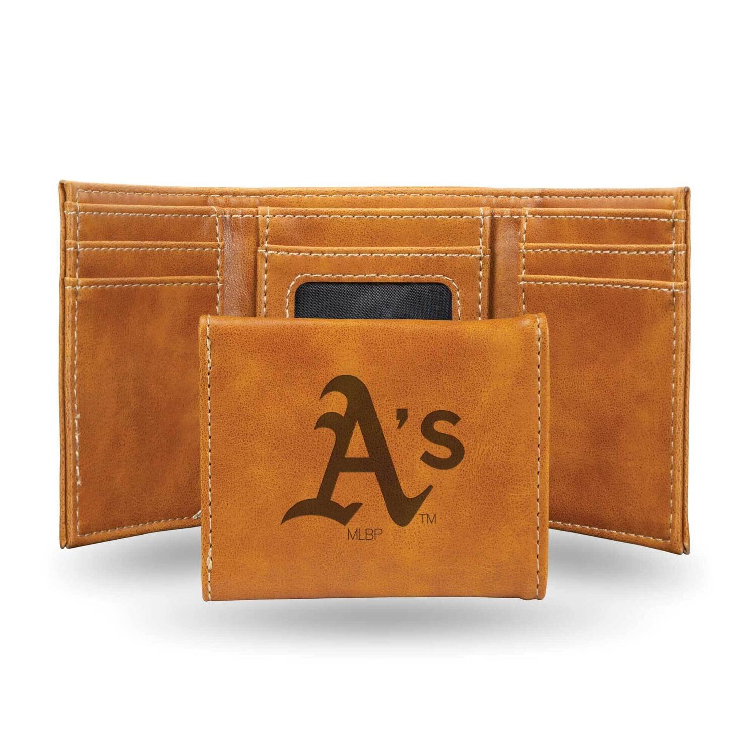 MLB Oakland Athletics Brown Faux Leather Trifold Wallet GC7663, MPN: GC7663, 767345898395