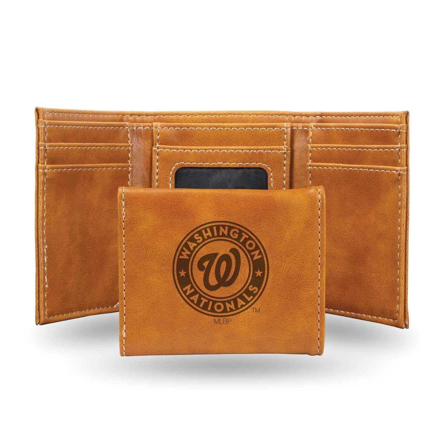 MLB Washington Nationals Brown Faux Leather Trifold Wallet GC7683