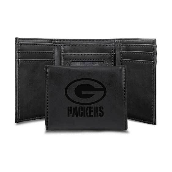 NFL Green Bay Packers Black Faux Leather Trifold Wallet GC7766