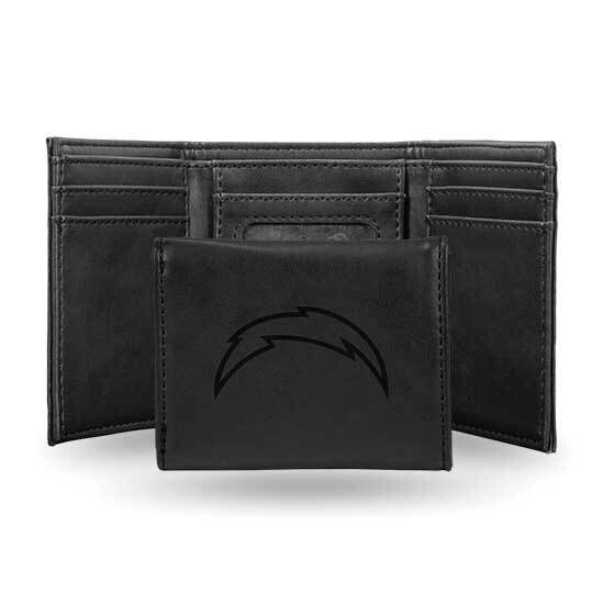 NFL LA Chargers Black Faux Leather Trifold Wallet GC7776