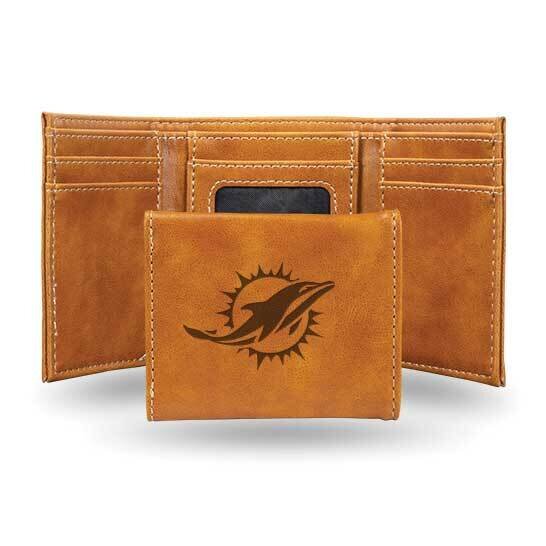 NFL Miami Dolphins Brown Faux Leather Trifold Wallet GC7781, MPN: GC7781, 767345899507