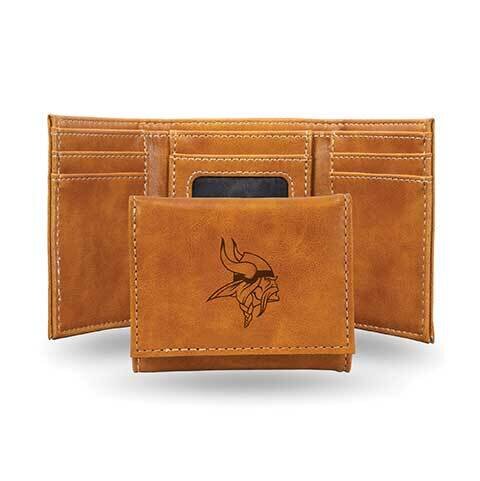 NFL Minnesota Vikings Brown Faux Leather Trifold Wallet GC7783