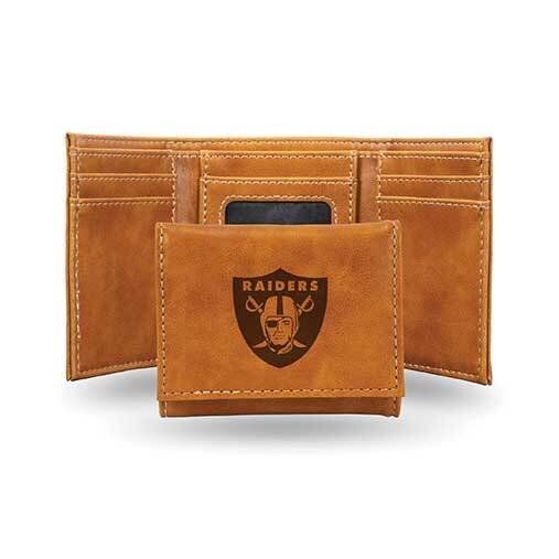 NFL Oakland Raiders Brown Faux Leather Trifold Wallet GC7793