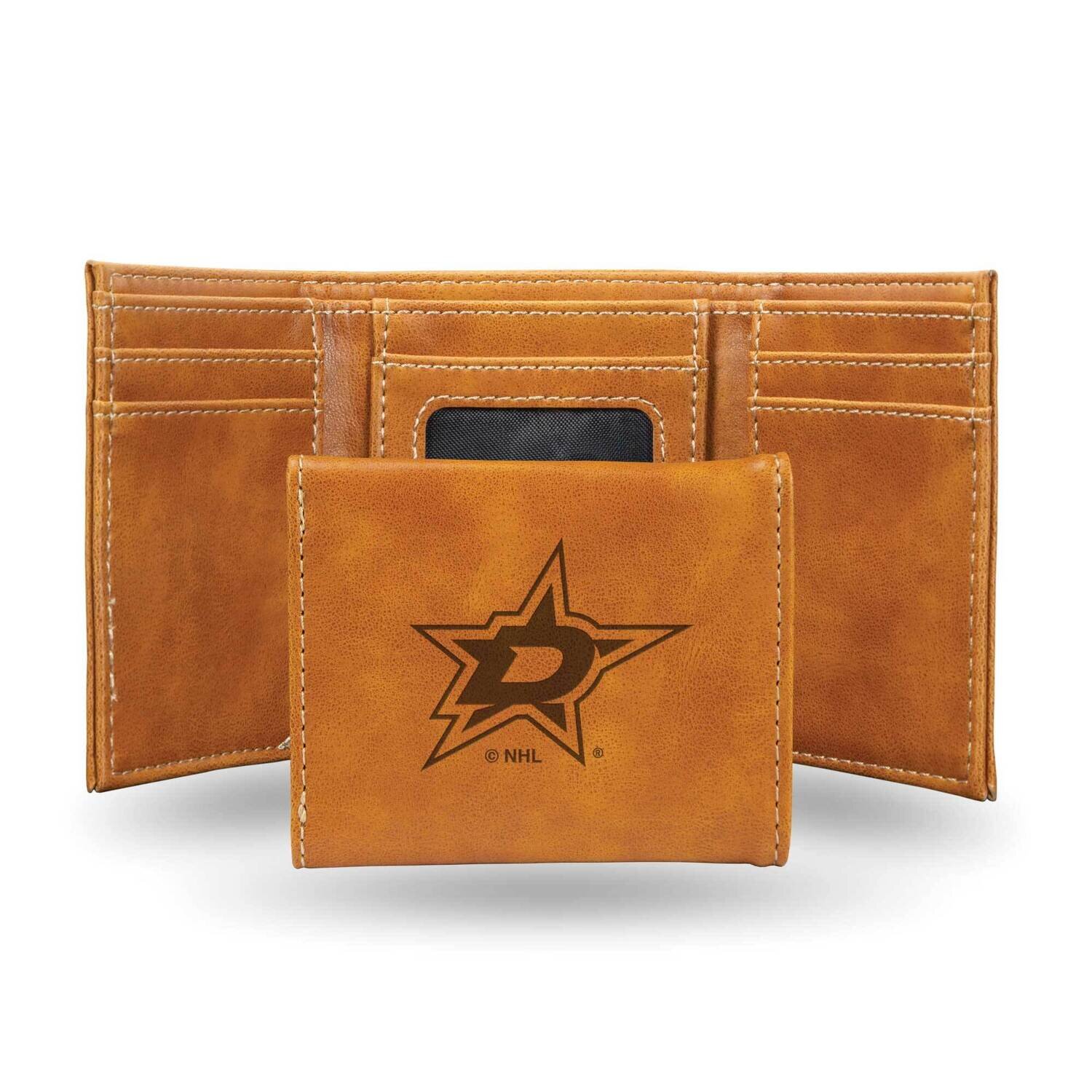 NHL Dallas Stars Brown Faux Leather Trifold Wallet GC7827