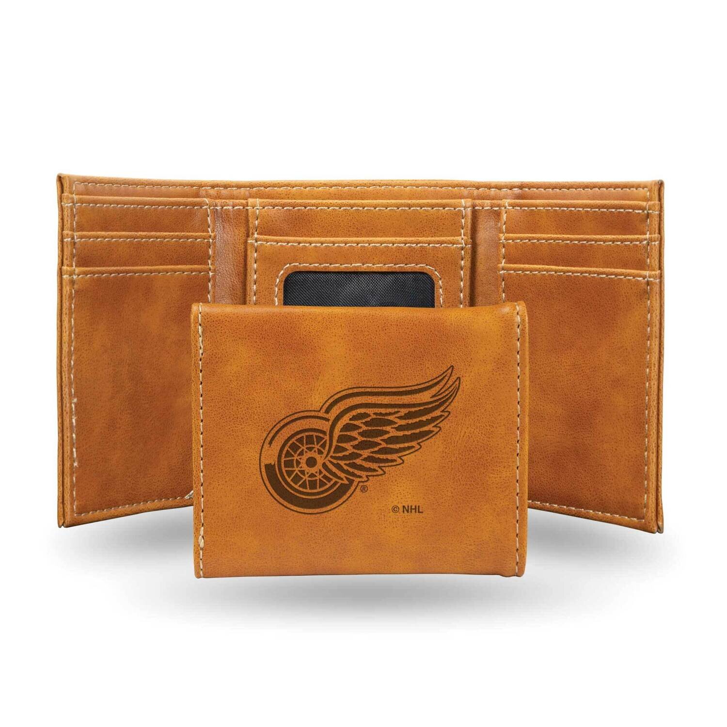 NHL Detroit Red Wings Brown Faux Leather Trifold Wallet GC7829
