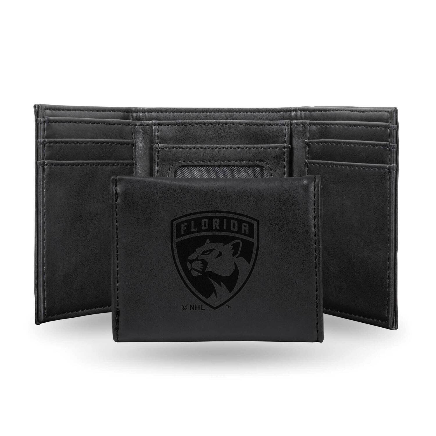 NHL Florida Panthers Black Faux Leather Trifold Wallet GC7832