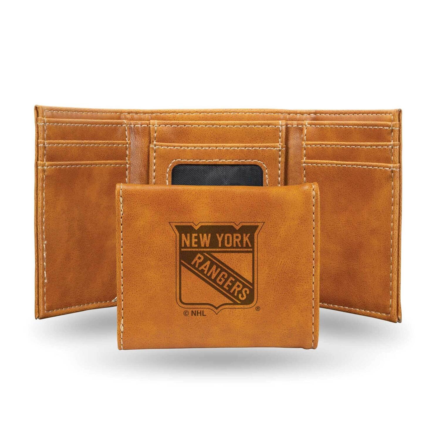 NHL New York Rangers Brown Faux Leather Trifold Wallet GC7847
