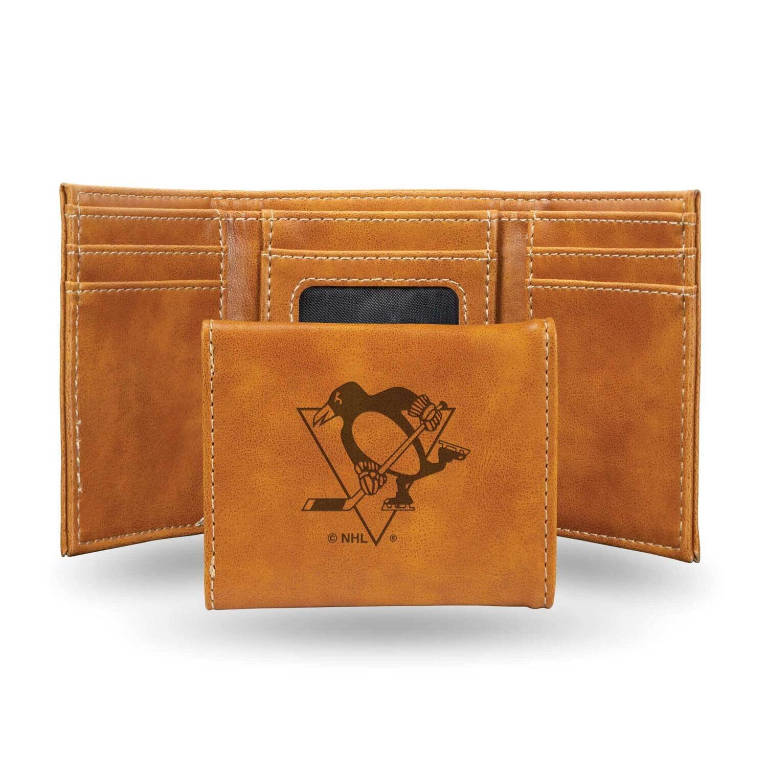 NHL Pittsburgh Penguins Brown Faux Leather Trifold Wallet GC7853, MPN: GC7853, 767345901187