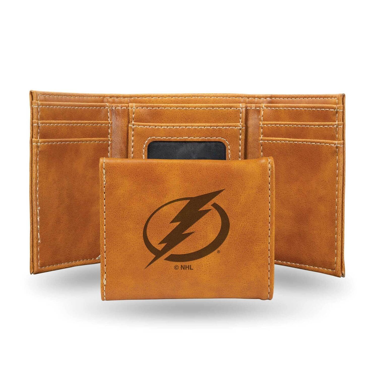 NHL Tampa Bay Lightning Brown Faux Leather Trifold Wallet GC7859