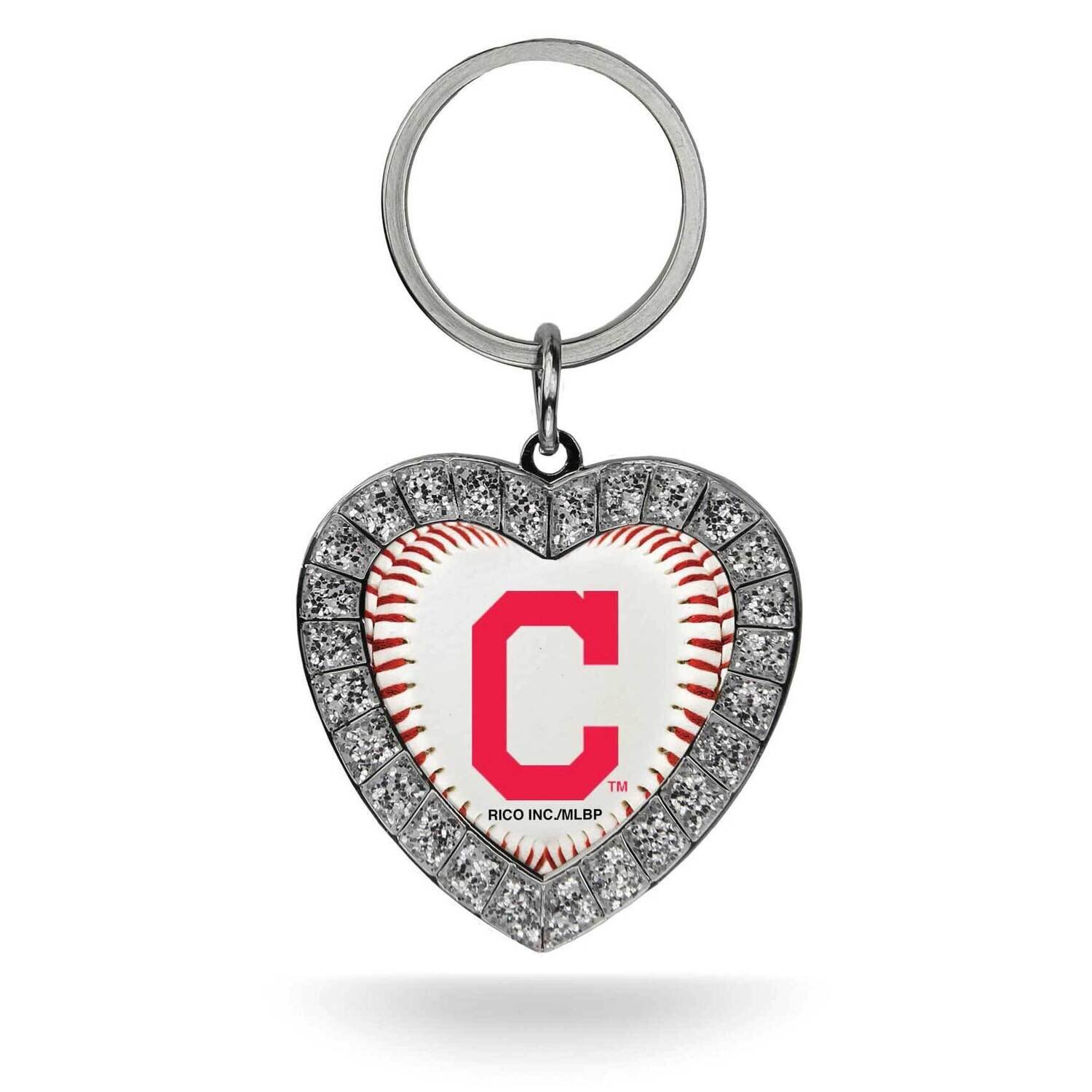 MLB Cleveland Indians Rhinestone Heart Key Chain GC7877