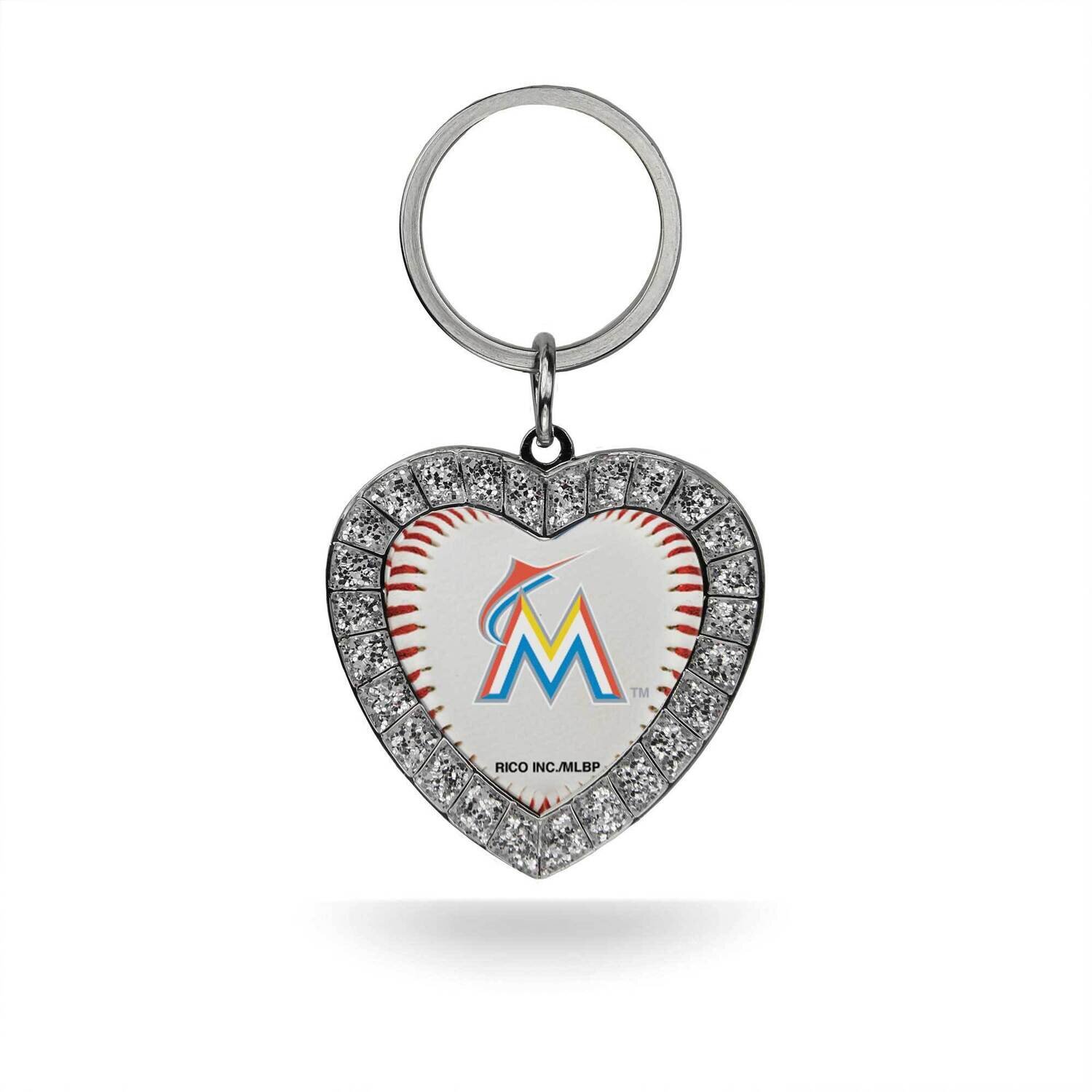 MLB Miami Marlins Rhinestone Heart Key Ring GC7884