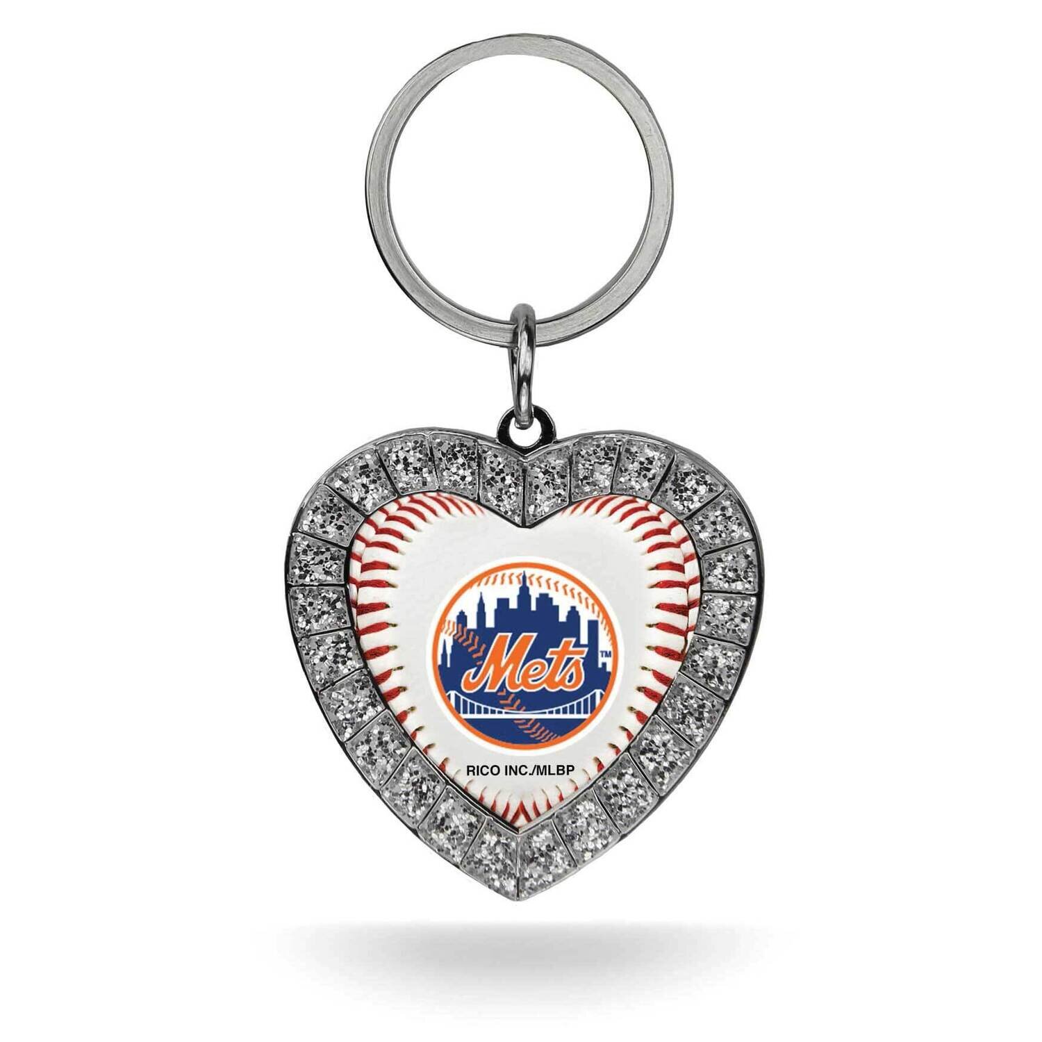 MLB New York Mets Rhinestone Heart Key Ring GC7887