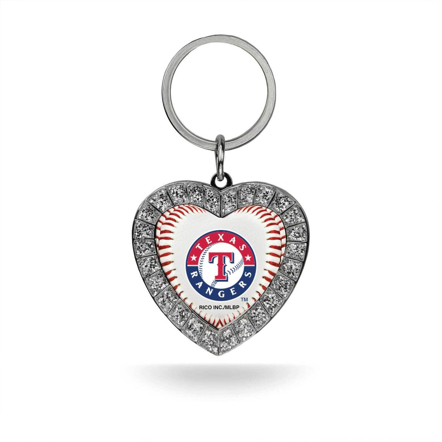 MLB Texas Rangers Rhinestone Heart Key Ring GC7897