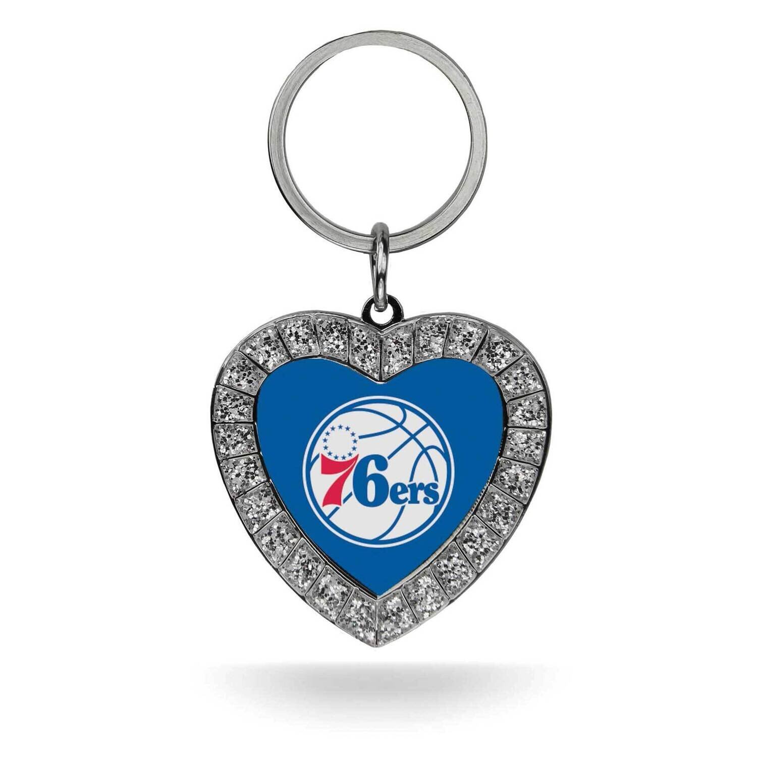NBA Philadelphia 76ers Blue Rhinestone Heart Key Ring GC7922