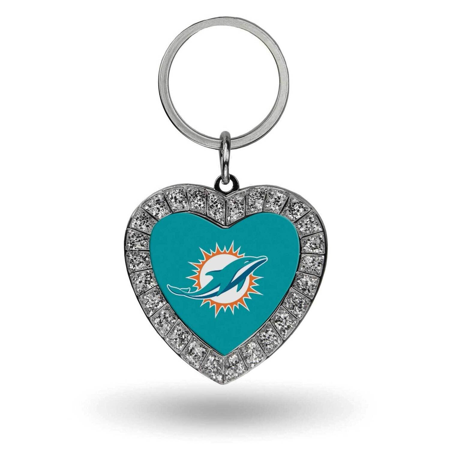 NFL Miami Dolphins Rhinestone Heart Key Ring GC7948, MPN: GC7948, 767345484208