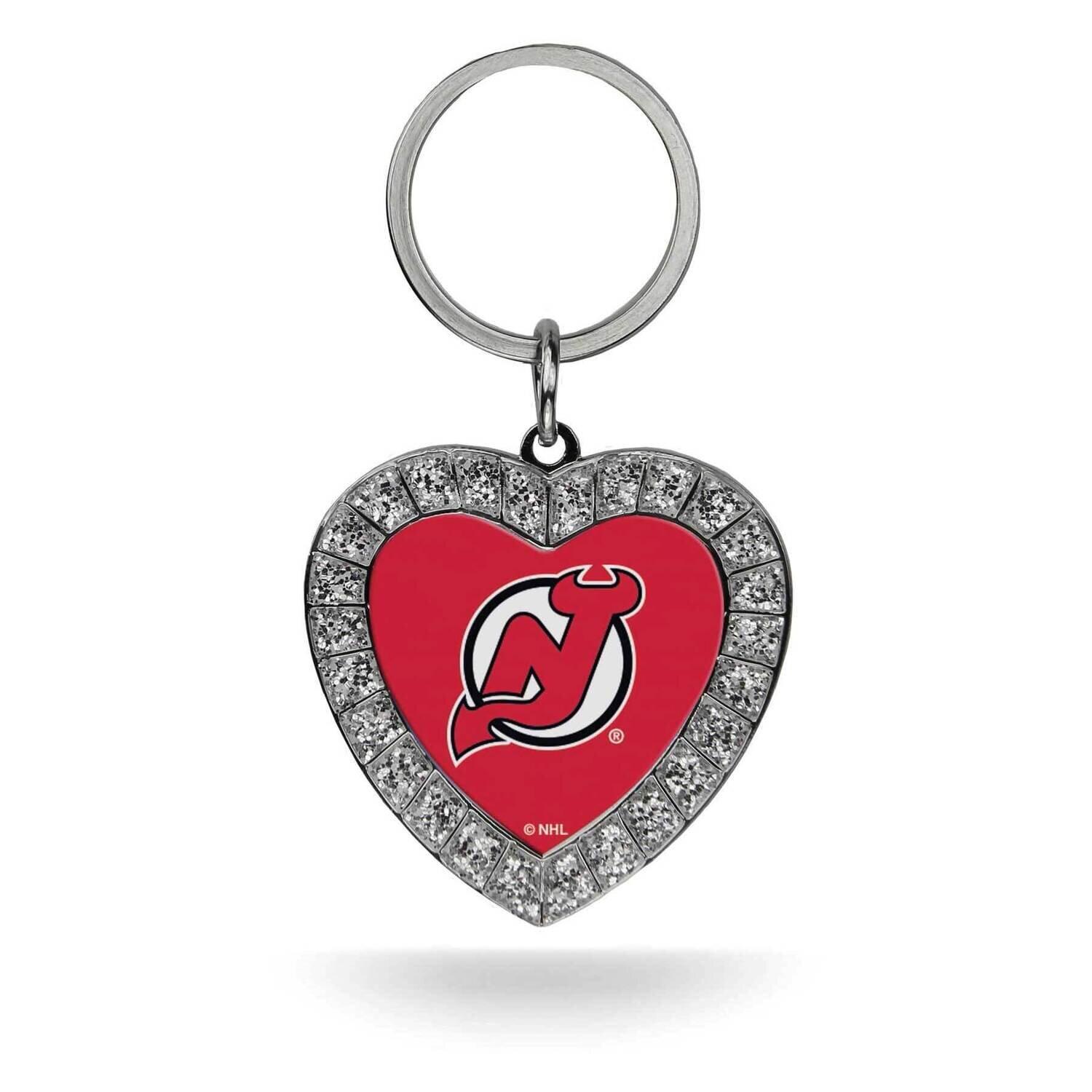 NHL New Jersey Devils Rhinestone Heart Key Ring GC7977