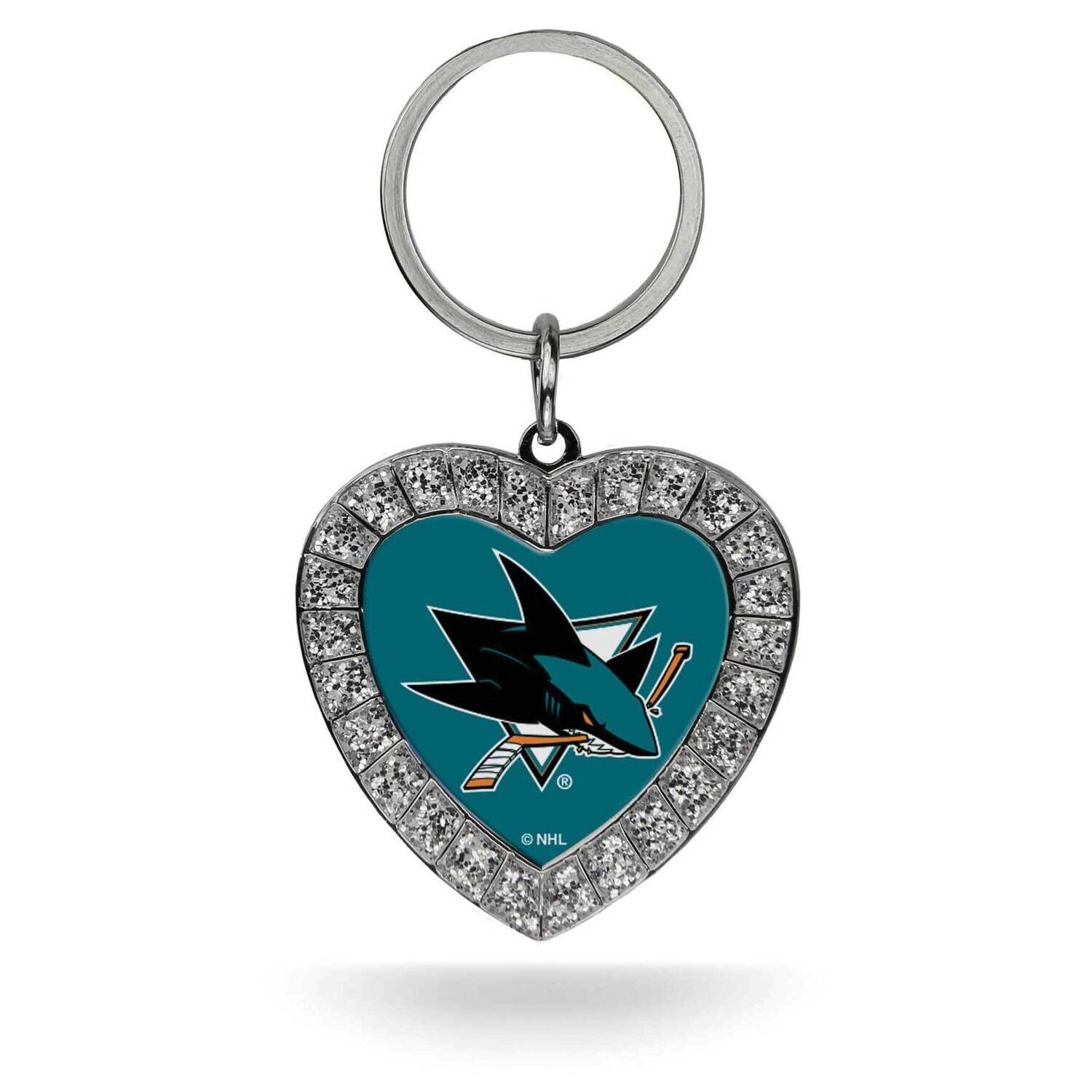 NHL San Jose Sharks Rhinestone Heart Key Ring GC7982