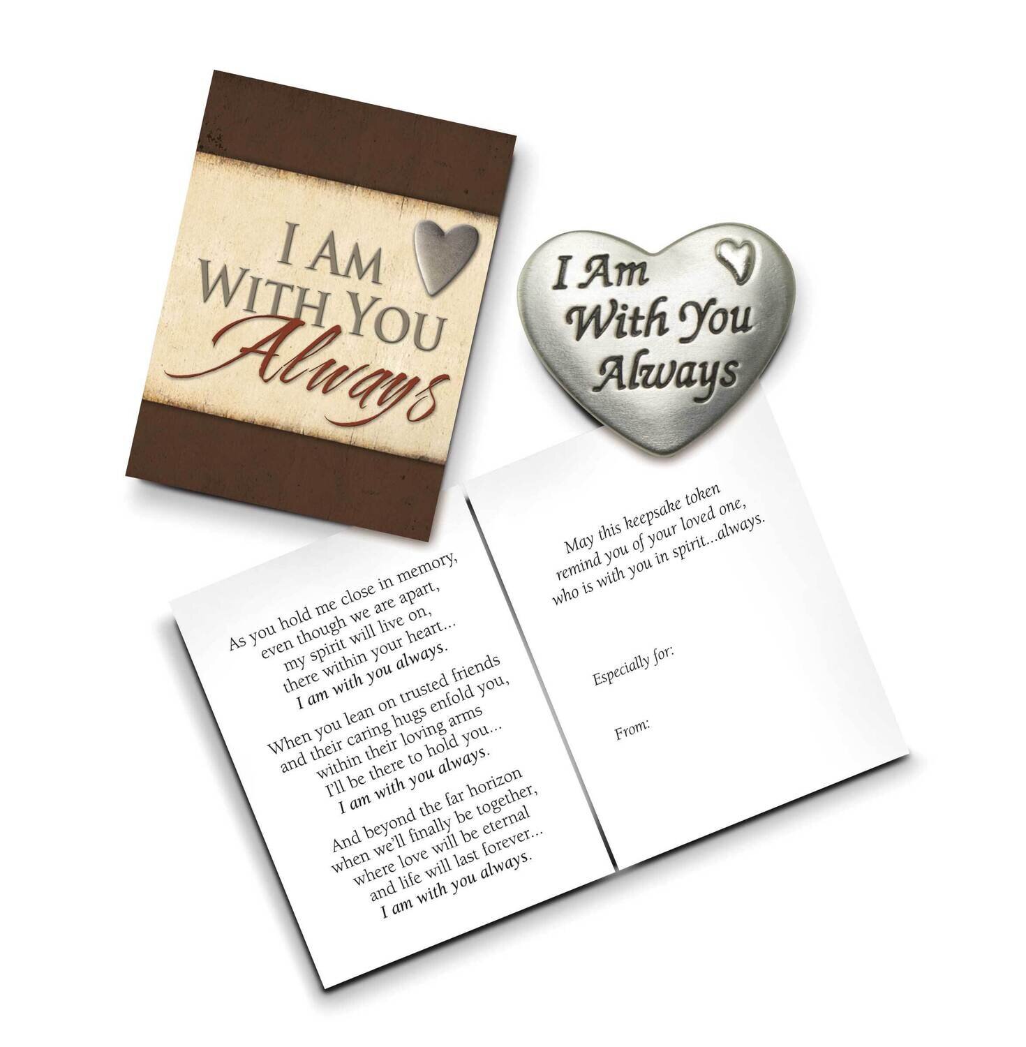Silver-tone Enamel I Am With You Always Pocket Token Gift Boxed with Card GM21174