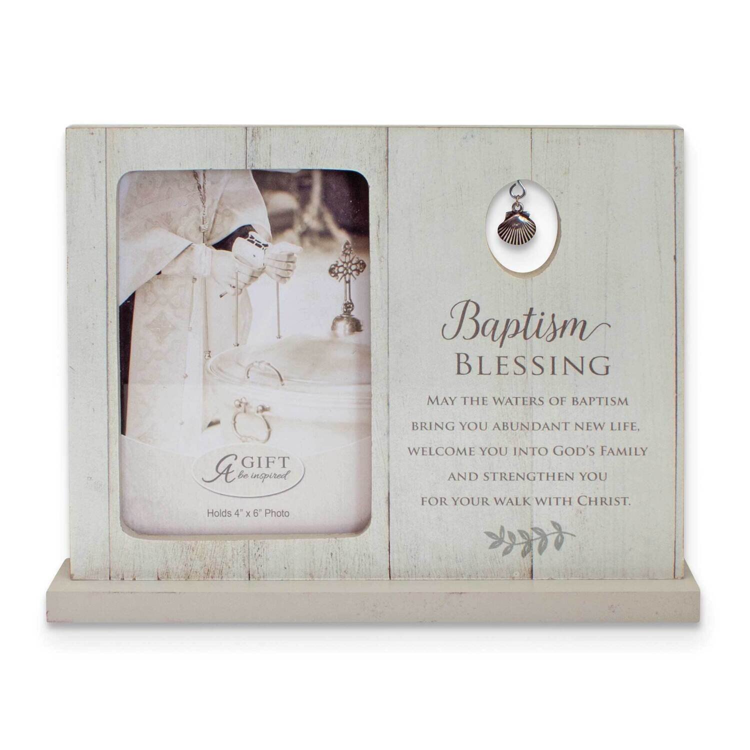 Baptism Blessing Standing Picture Frame with Shell Charm Boxed GM21187