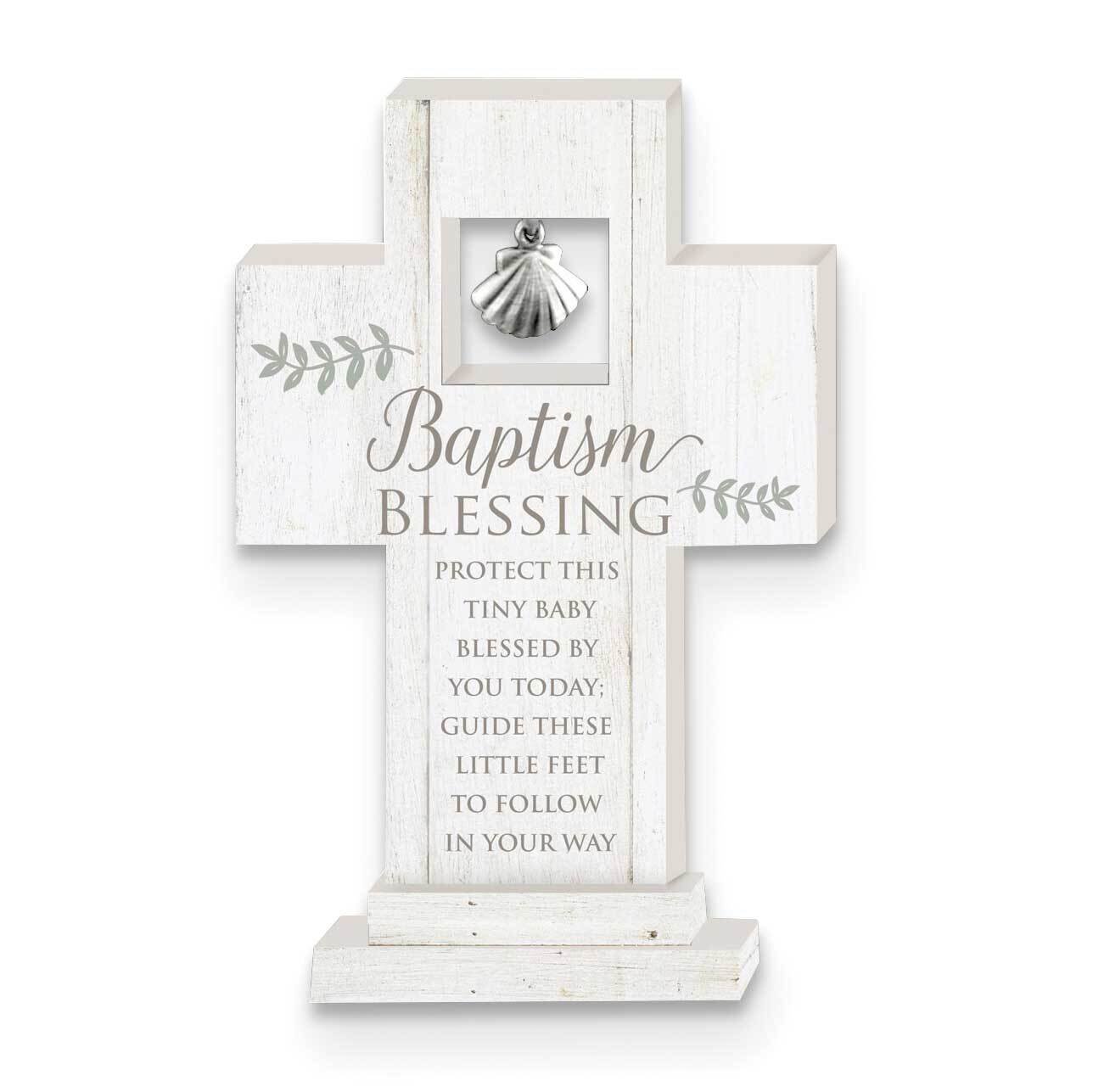 Baptism Blessing 6 Standing Cross with Shell Charm Gift Boxed GM21188