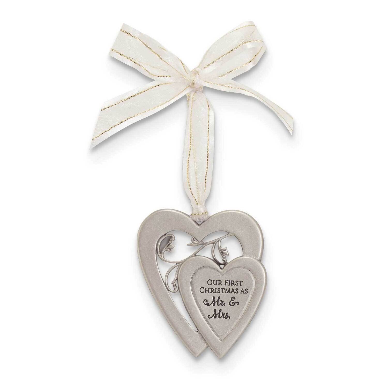Mr.and Mrs.1st Christmas Double Heart Ornament On Ribbon GM21222, MPN: GM21222, 785525294904