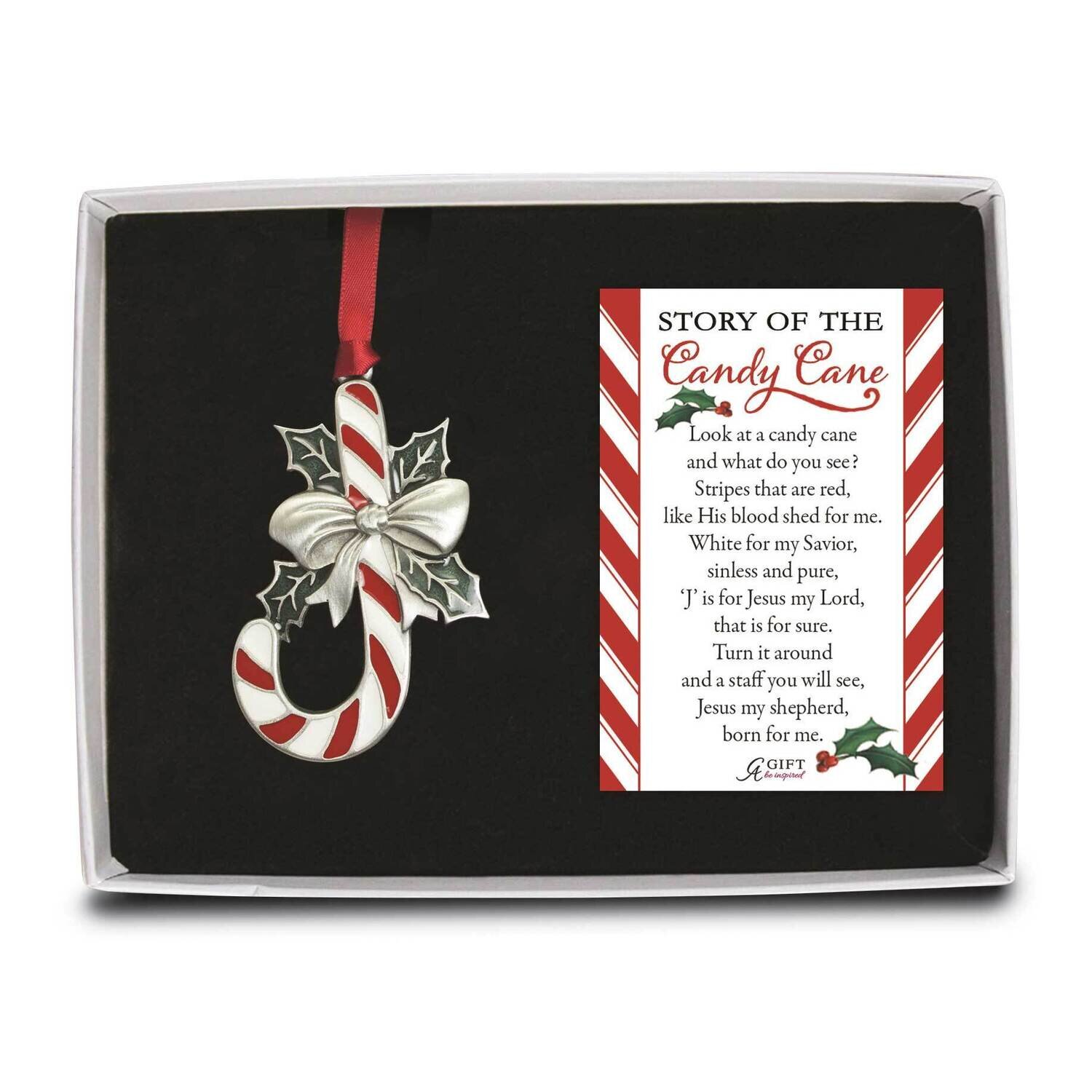 Candy Cane Ornament On Ribbon Gift Boxed with Card GM21224