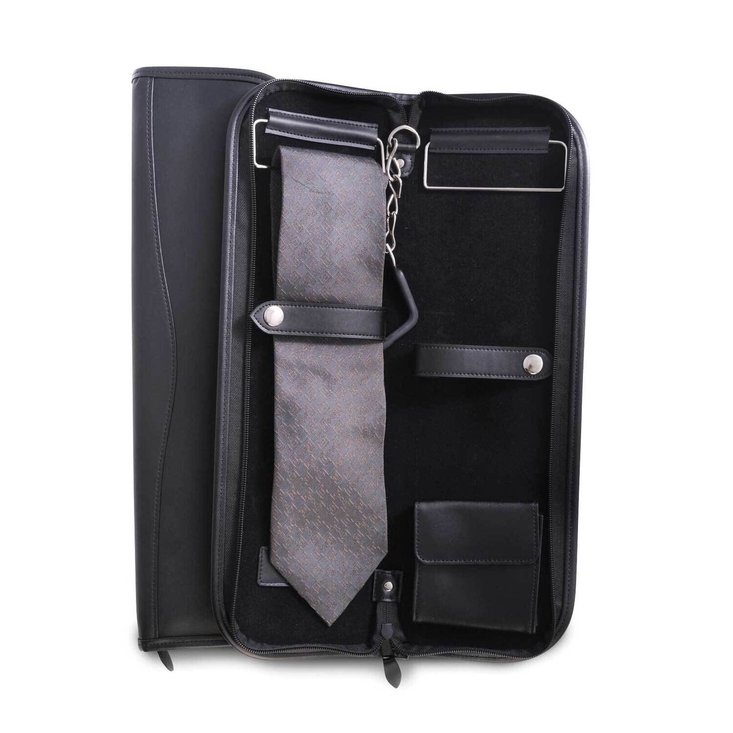 Black Leather Zip Travel Tie Case GM21278, MPN: GM21278, 797140545149